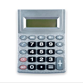 Small digital calculator. Isolated on white background