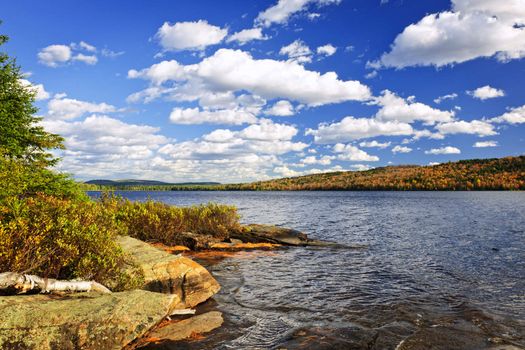 Autumn shore at Lake of Two Rivers, Ontario, Canada