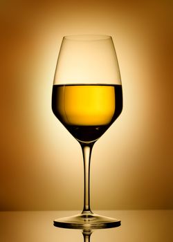 Wine glass  over gold background