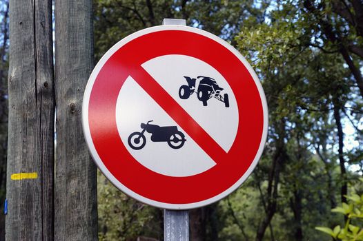 panel of prohibition to the quads and the motorcycles
