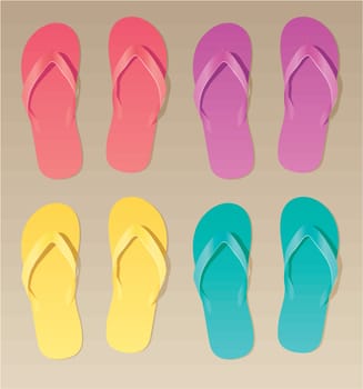 vector colorful flip flops