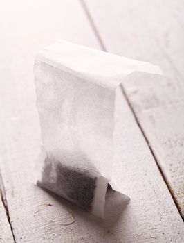 Teabag on a white surface