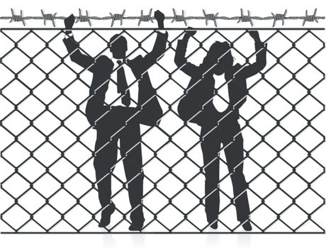 Fence with people
