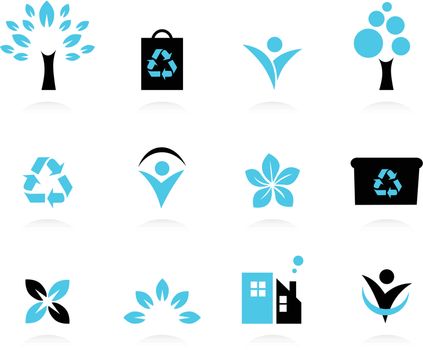Ecology, nature and environment icons set isolated on white