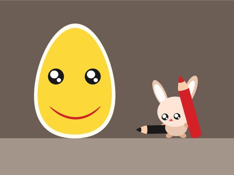 Easter egg and rabbit illustration