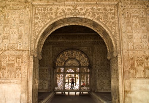Mughal Designs on Interior Red Fort, Delhi, India