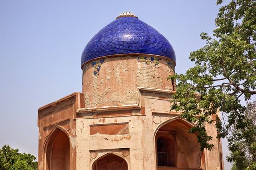 Ancient Blue Dome Sabz Subz Burj Mughal Tomb New Delhi India