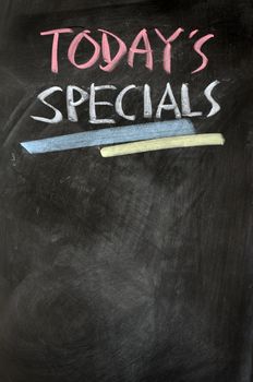 Menu of today's specials written with chalk on a blackboard
