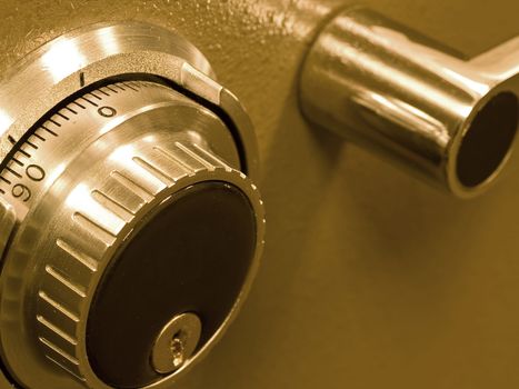 Closeup of a Safe Vault Combination Spinner