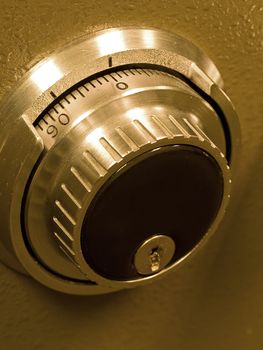 Closeup of a Safe Vault Combination Spinner