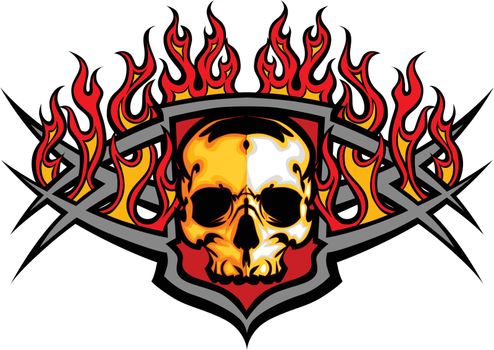 Skull Template with Flames Vector Image