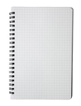 Checked workbook with binder isolated on white background. Clipp
