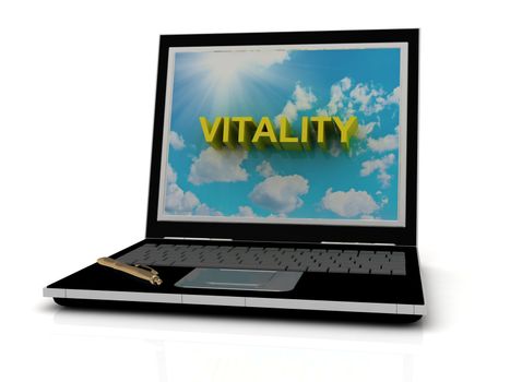 VITALITY sign on laptop screen 