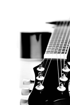 Guitar. Black-and-white image.