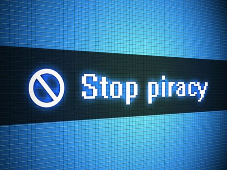 Stop piracy words on lcd-styled display