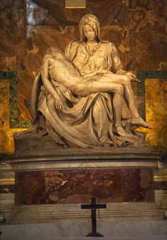 Michelangelo Pieta Sculpture Cross Vatican Rome Italy