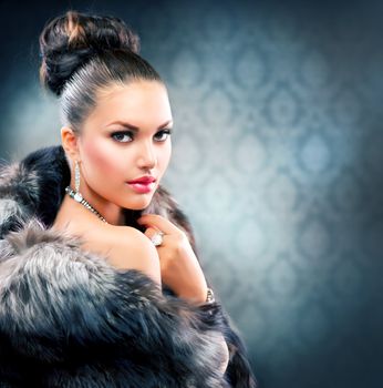 Beautiful Woman in Luxury Fur Coat