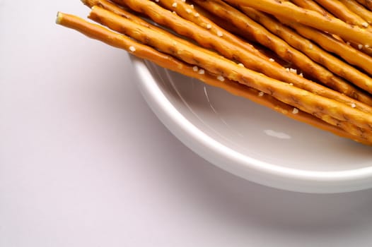  Breadsticks in dish isolated