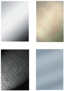 set of 4 metal backgrounds isolated on white