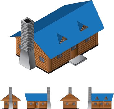 Isometric log cabin