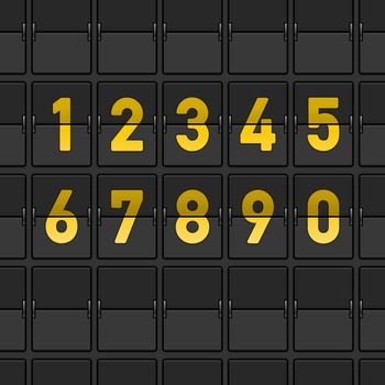 Yellow Flipping board with numbers on dark grey background as vector