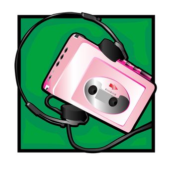 retro walkman clip art with headphones since 80s and 90s