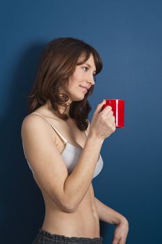 Hot girl drinking a Hot Coffee