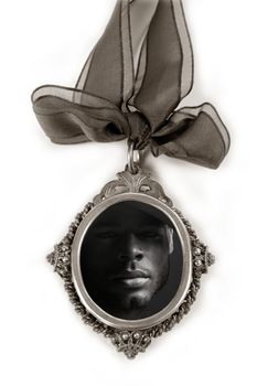 Cameo silver locket with african male portrait