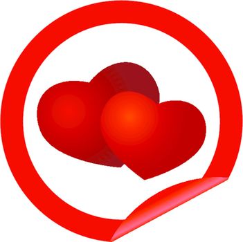 Round sticker with hearts