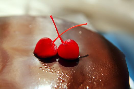 cherry and chocolate brownie cake macro