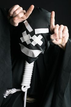 black mime with rope loop