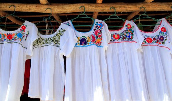 chiapas mayan white dress embroided flowers