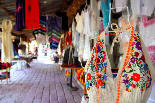 Handcrafts market in Mexico Puerto Morelos