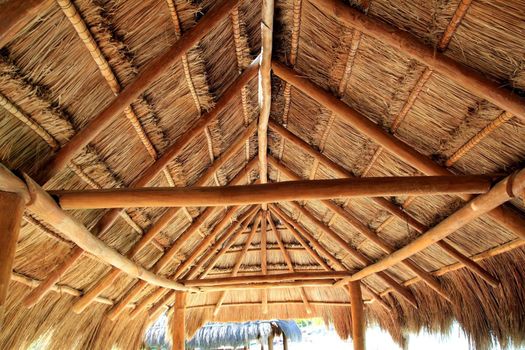 Caribbean wooden sun roof Palapa