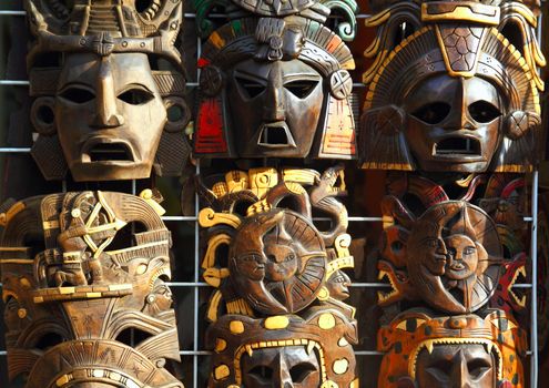 Mexican wooden mask handcrafted wood faces