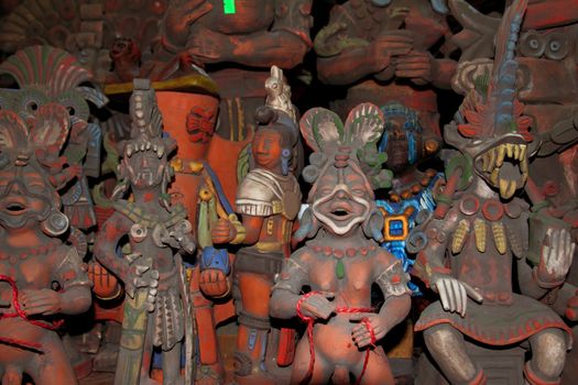 Aztec and  Mayan figurines statues clay Mexico