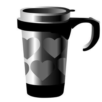 silver metal cup with hearts