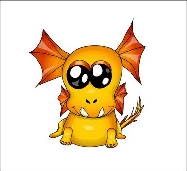 Funny yellow dragon. vector illustration eps 10