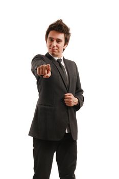 Confident businessman pointing at the camera