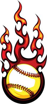 Baseball with Flames Vector Image