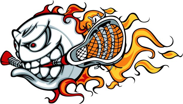 Lacrosse Ball Flaming Face Vector Image