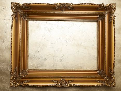 Old Picture Frame On Gold Wall