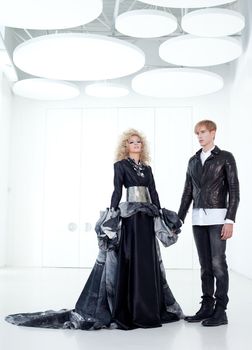 Black haute couture retro futurist couple