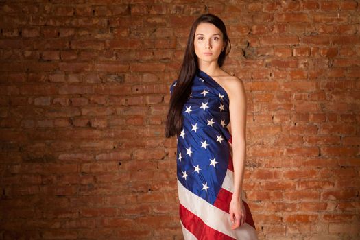 woman in the American flag