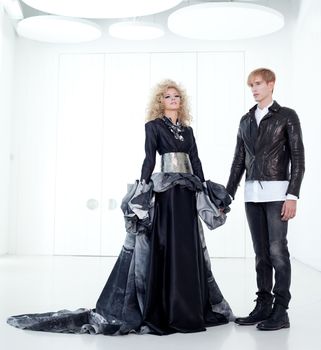 Black haute couture retro futurist couple