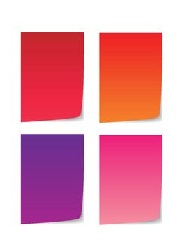 colorful paper for message, red, orange, purple and pink.