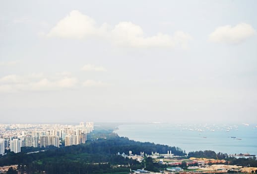 Aerial view of Singapore seashore