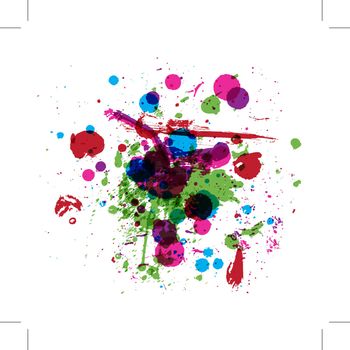 Colorful drops of paint, grunge background for your design