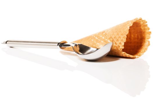 ice cream scoop with a ice cream waffle cone