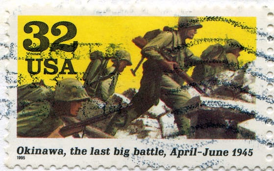 Soldiers advancing Okinawa